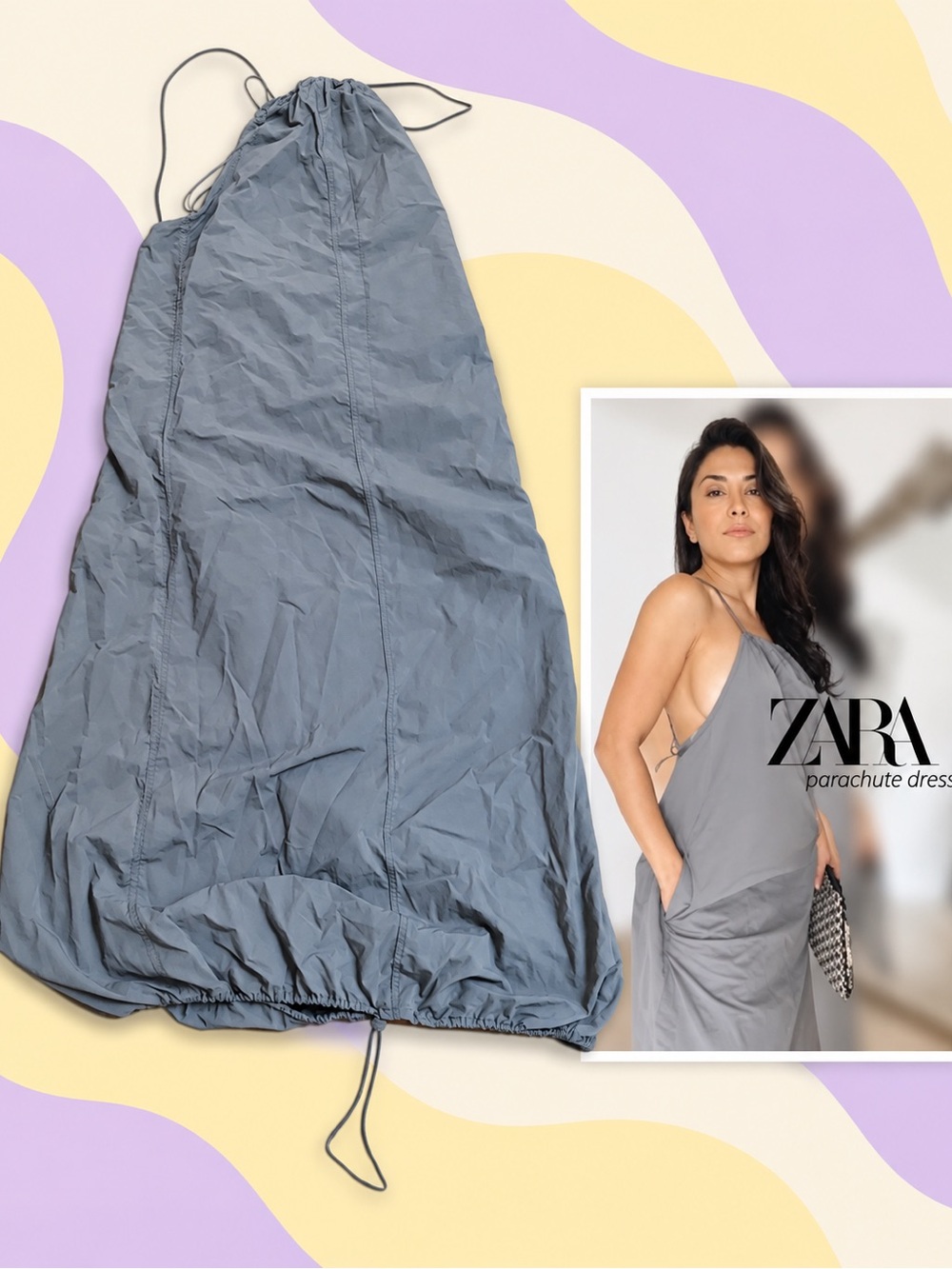 ZARA Maxi Parachute Dress in Gray